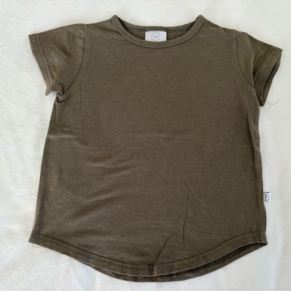 tba Olive Green Bamboo Short Sleeve Kids Tee 2/3T
